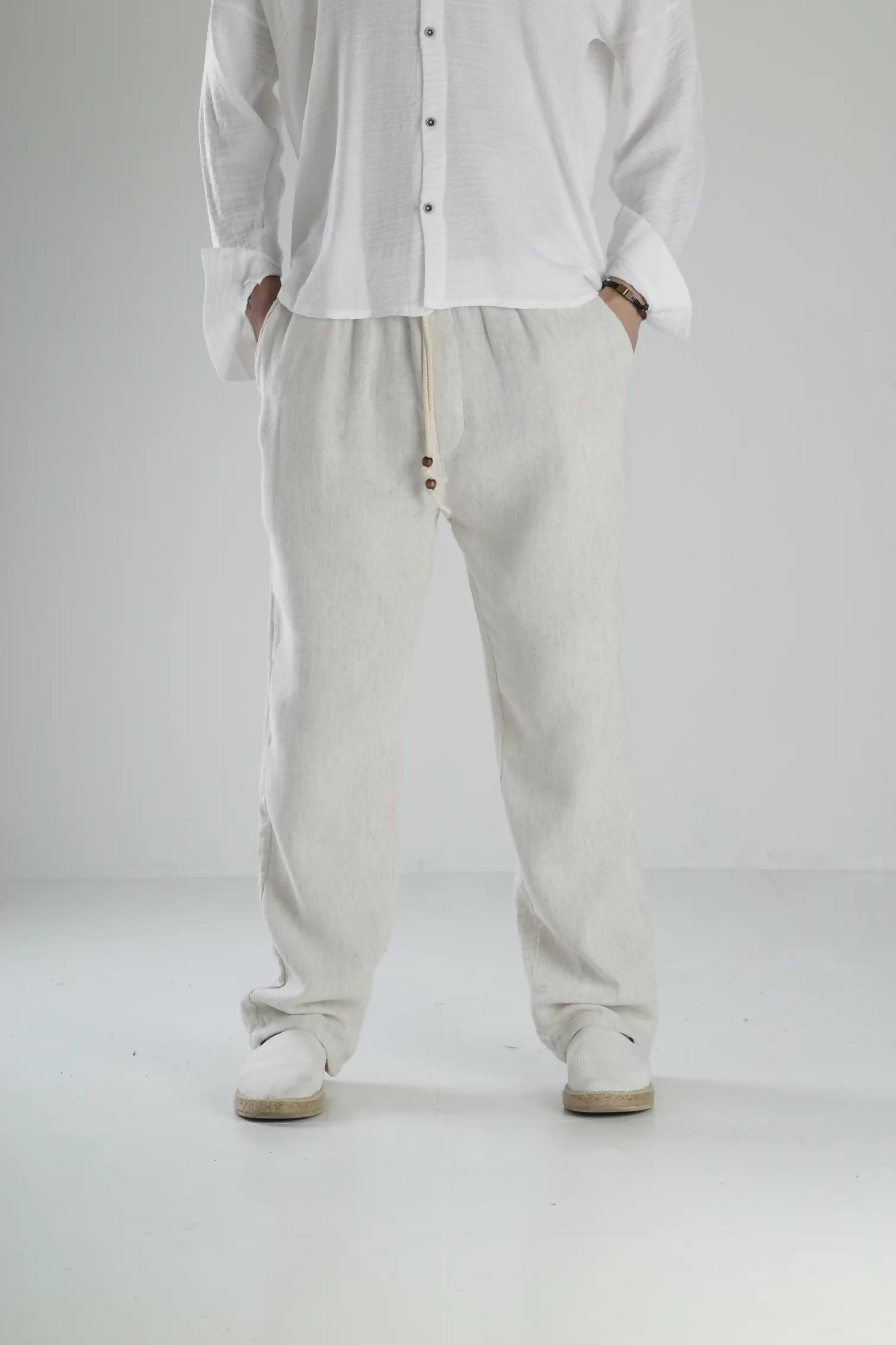 Peskun Linen Baggy Pants - Beige