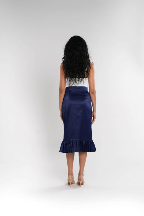 Blue Satin Skirt