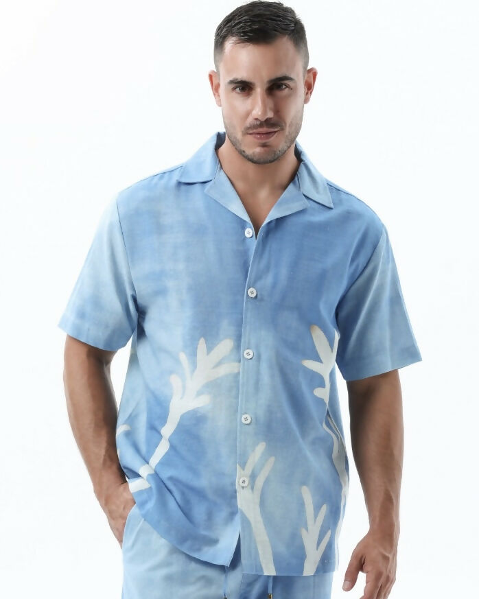 SS Faded Palm Shirt Blue