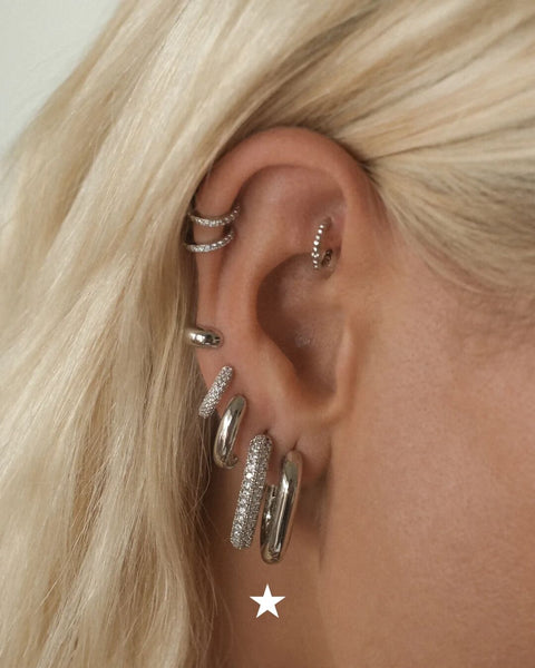 XL Chain Link Hoops- Silver