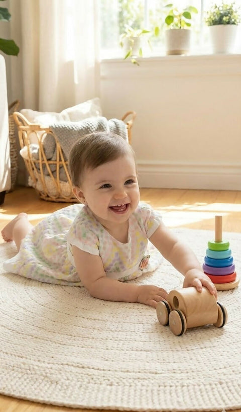 MAISON BEBE Bimbo Rainbow Broderied Dress-White