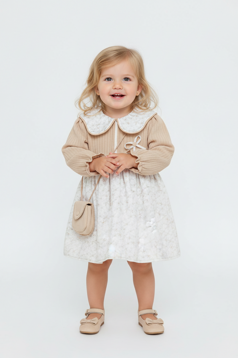 BOMBILI Girls Dress with a bag - Beige