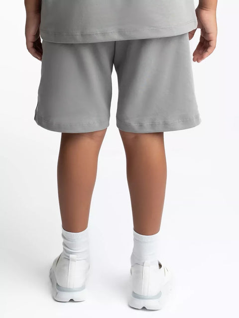 Kids OS Cotton Shorts with 3D Embroidery Grey