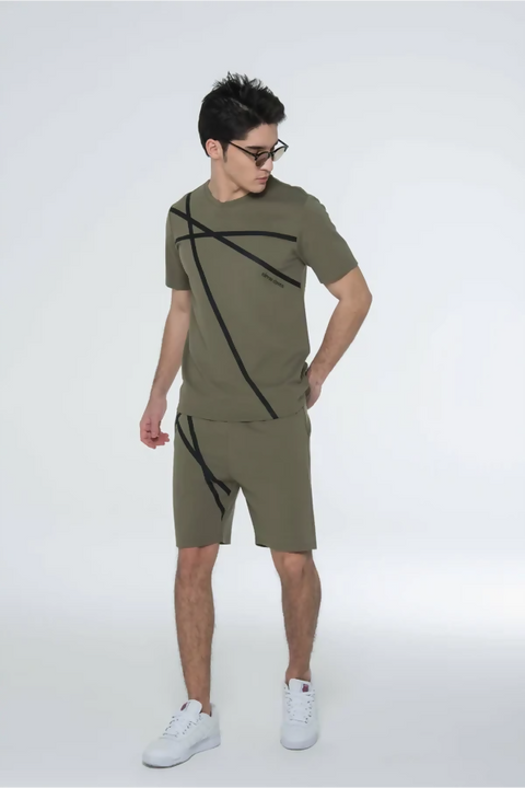 GEOMETRIC RUBBER LINE TSHIRT WITH SHORTS SET