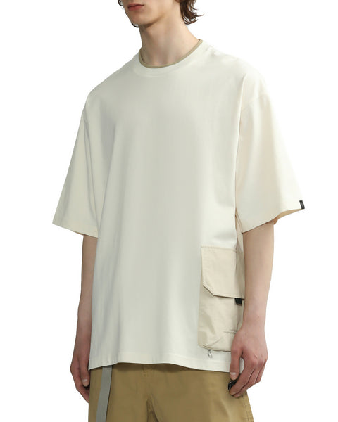 Patch Pocket Ivory T-shirt in Cotton Jersey