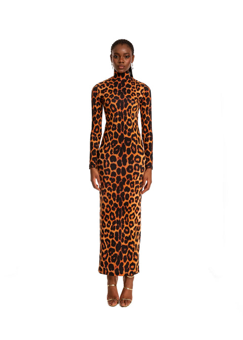 Leopard Maxi Dress in Orange