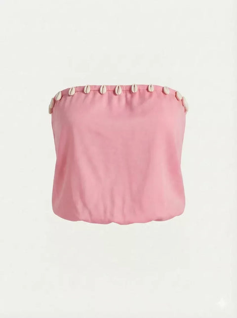 MY PEANUT Halter Cut Shell Embellished Top