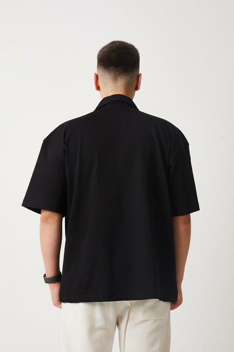Apache Collar, Embroidered Detail, Supreme Shirt - Black