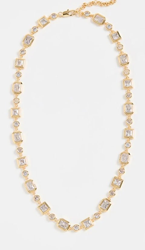 Pyramid Bezel Statement Necklace- Gold