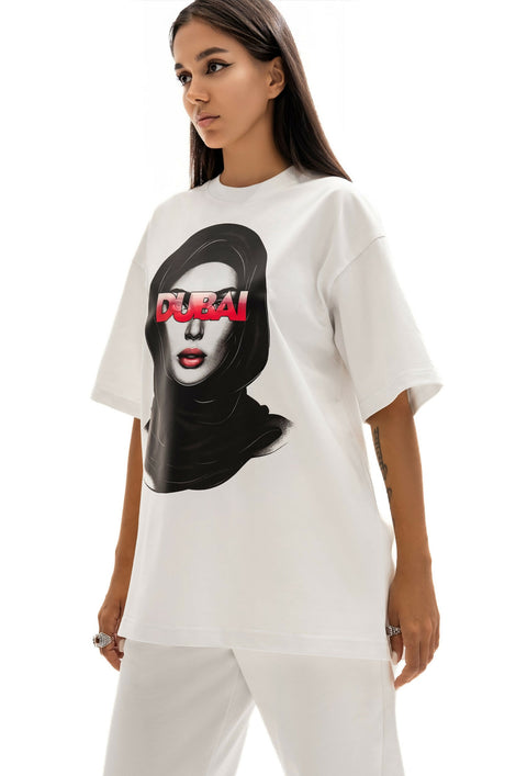 Woman Dubai T-Shirt in White & Red