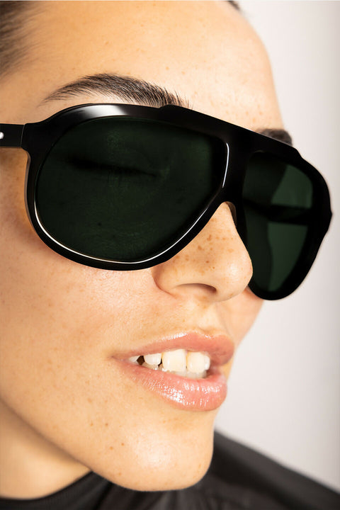 G 01 Black Frame with Green Lenses Acetate Eyewear