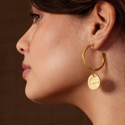 Molten Hoop and Disc Earrings
