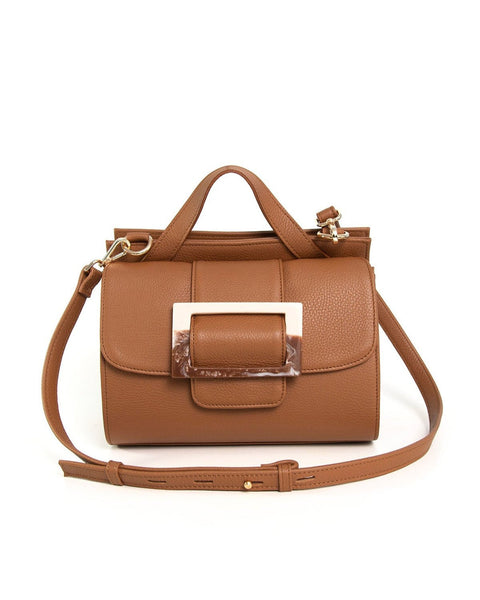 MAT BROWN LEATHER HANDBAG