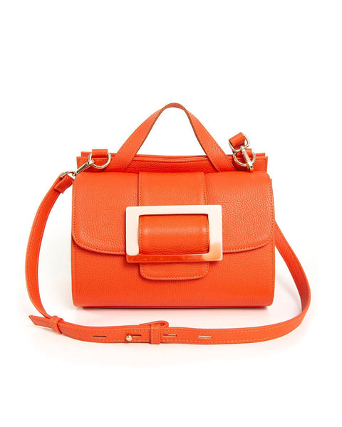 MAT ORANGE LEATHER HANDBAG