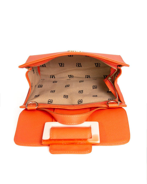 MAT ORANGE LEATHER HANDBAG