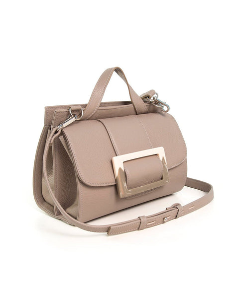 MAT BEIGE LEATHER HANDBAG