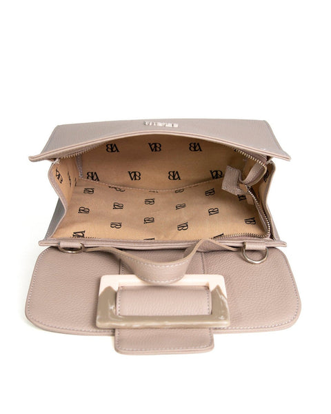 MAT BEIGE LEATHER HANDBAG