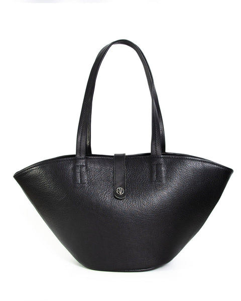 Black Leather Tote Bag FEBE