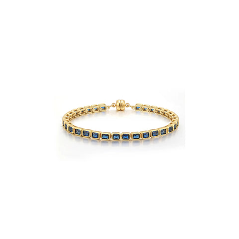 Bezel Emerald Ballier Bracelet- Blue Sapphire- Gold