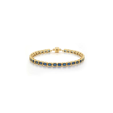 Bezel Emerald Ballier Bracelet- Blue Sapphire- Gold