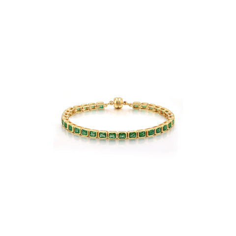 Bezel Emerald Ballier Bracelet- Emerald Green- Gold