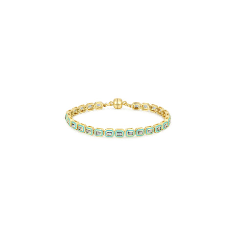 Bezel Emerald Ballier Tennis Bracelet Turquoise Gold