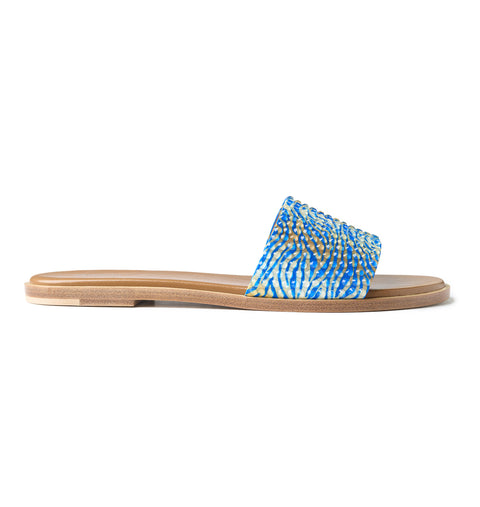 Zharova Blue Zebra Flat Sandal