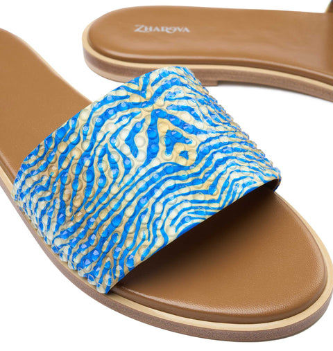 Zharova Blue Zebra Flat Sandal