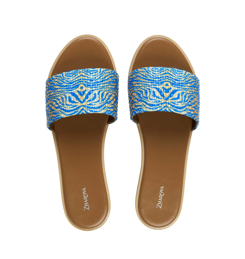 Zharova Blue Zebra Flat Sandal