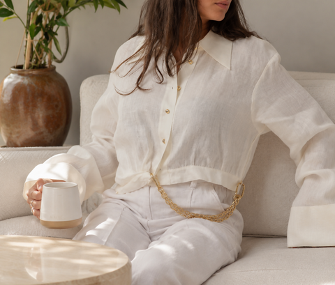 White shirt with gold chain