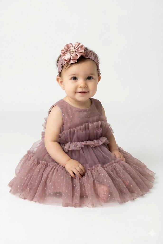 MAISON BEBE Milla Party Dress With Headband - Purple