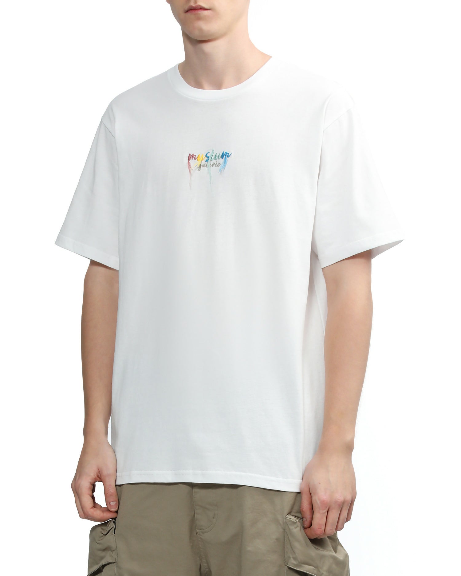 Van Gogh Watercolor Print Short Sleeve T-shirt in White