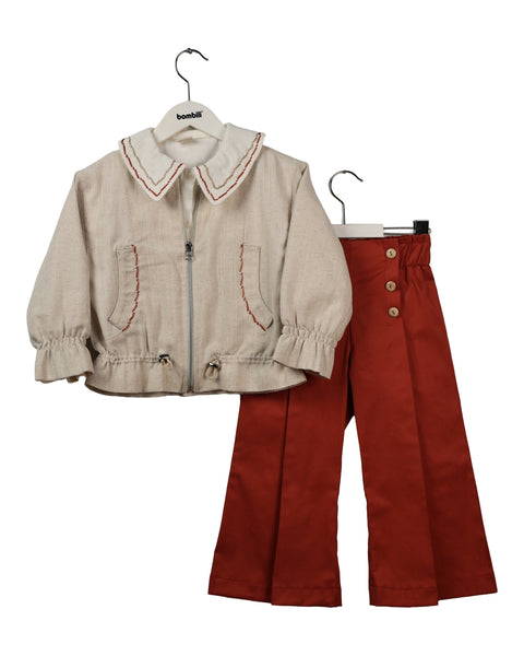BOMBILI Girls 3-piece set (shirt,jacket,pants) - Tile