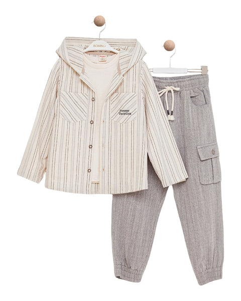 BOMBILI Boys 3-piece set (shirt,sweat,pants) - Gray