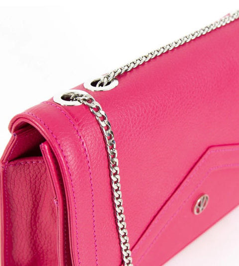 Fuchsia Pink Leather Clutch COSMOS