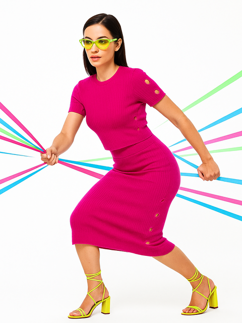 Tesei Fuchsia Ribbed Sweater