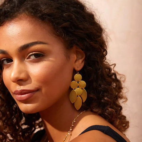 Brushed Cascade Statement Disc Earring