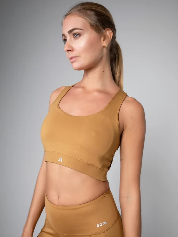 X MESH BRA CARAMEL