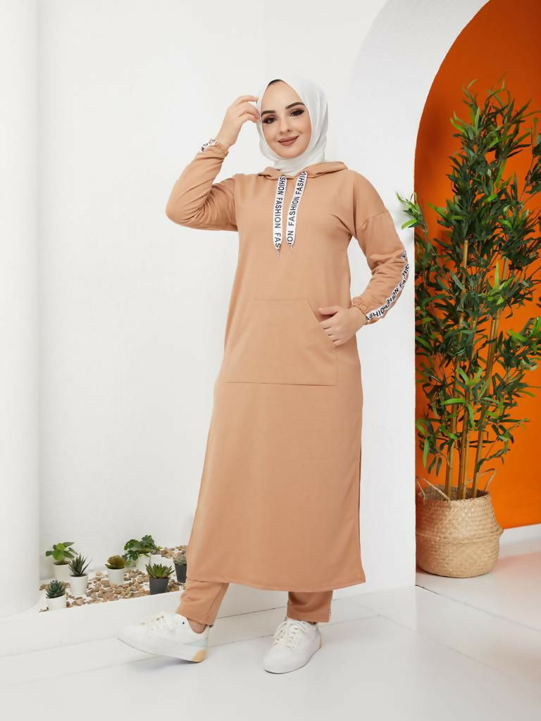 MY PEANUT Zehra Modest Lounge Set in Latte