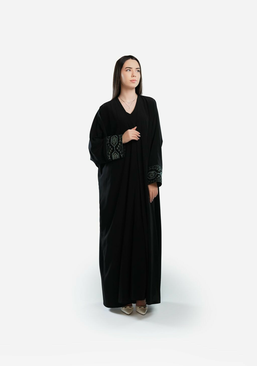 Black Abaya Embroidery Sleeves
