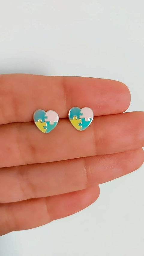 Colorful Heart Stud Earrings