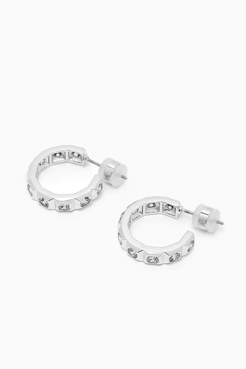 Mini Pyramid Stud Hoops- Silver