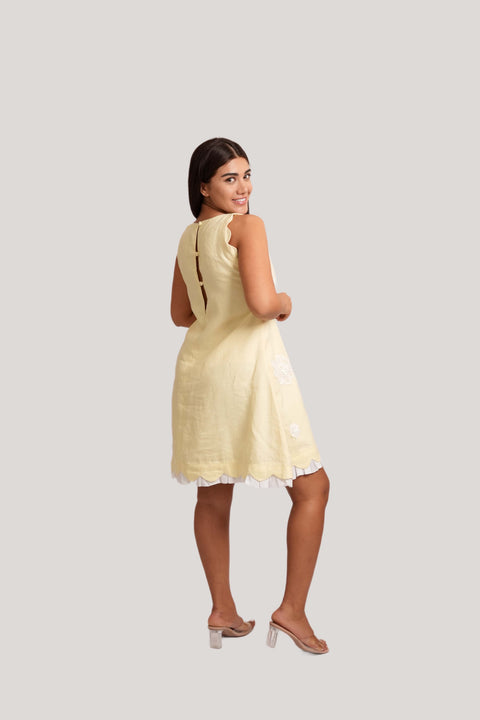 petal-yellow-linen-short-dress