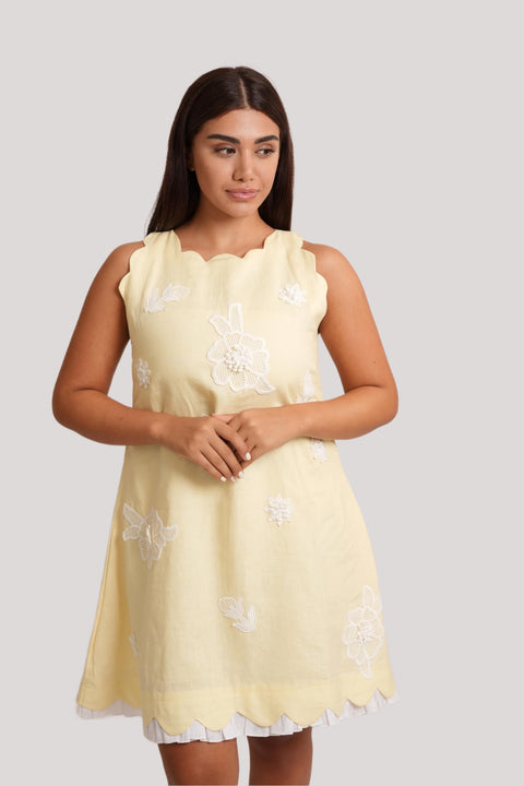 petal-yellow-linen-short-dress