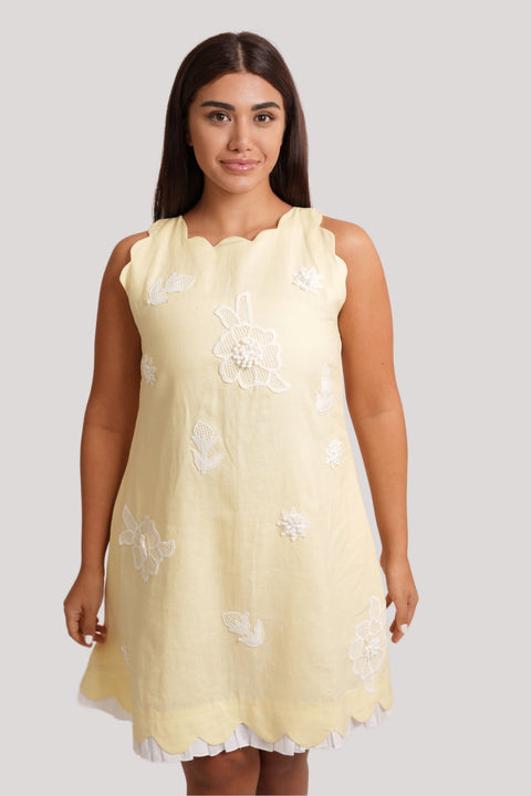 petal-yellow-linen-short-dress