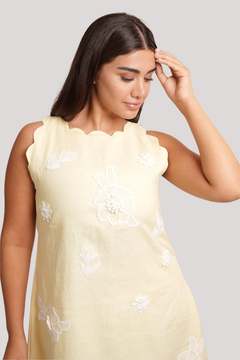 petal-yellow-linen-short-dress