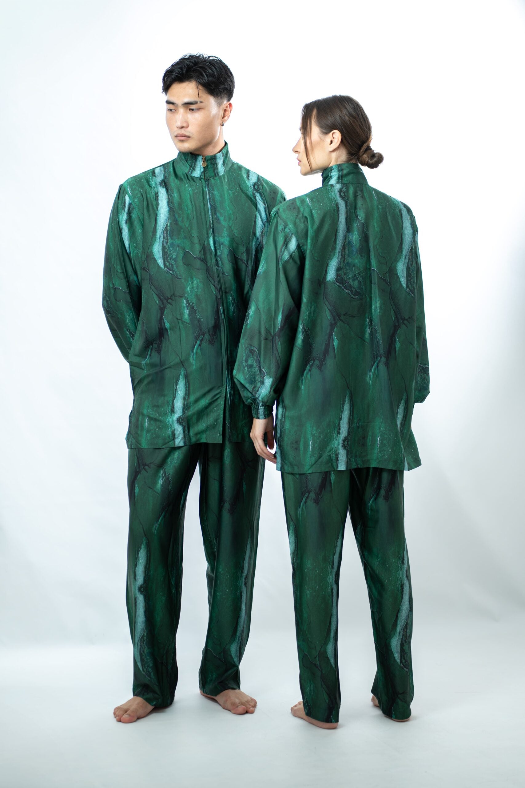LA PERLE BLEUE Zipper Set Pants Green