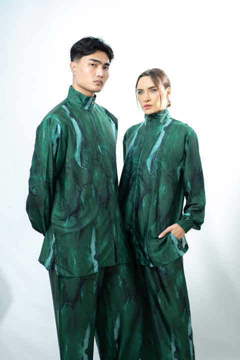 LA PERLE BLEUE Zipper Set Pants Green