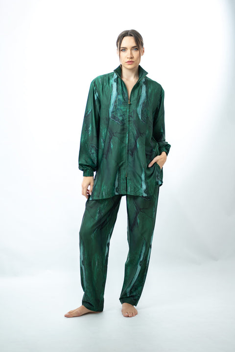 LA PERLE BLEUE Zipper Set Pants Green