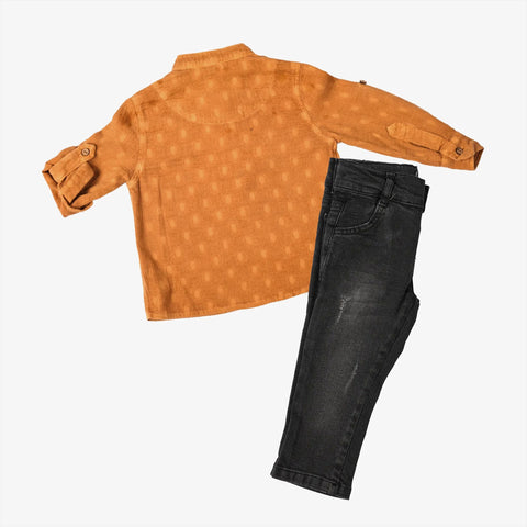 MINIFACE Alpha Boys Henley Set in Mustard